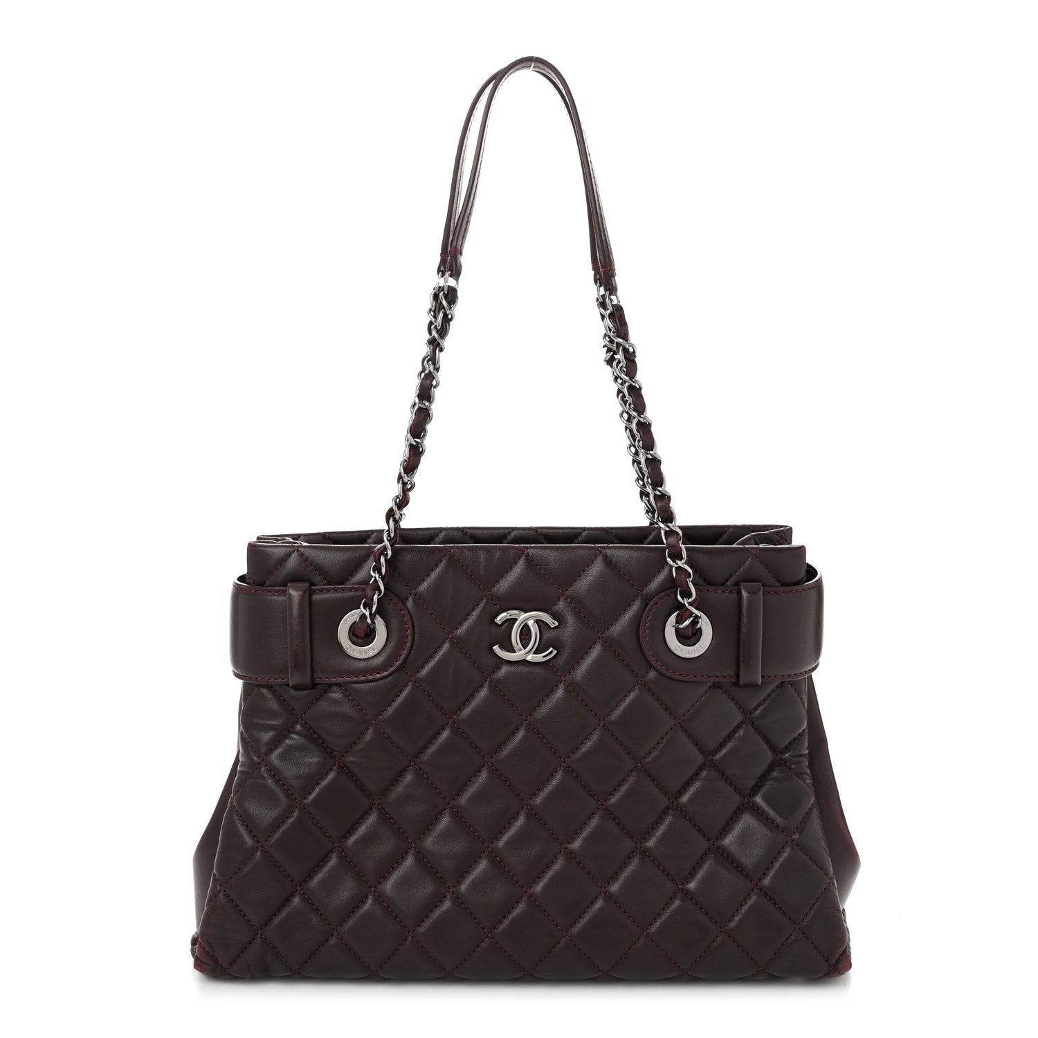 Chanel Lambskin Quilted Small Coco Loop Tote Burgundy 1 of 10