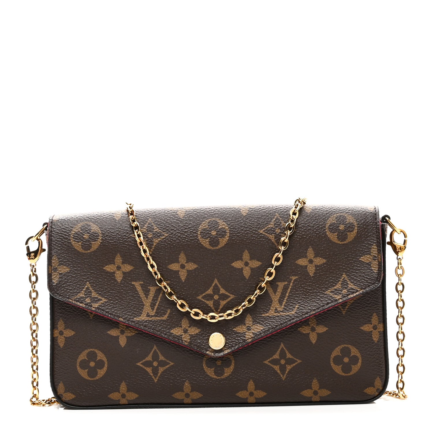 Louis Vuitton Monogram Pochette Felicie Chain Wallet Fuchsia 1 of 10
