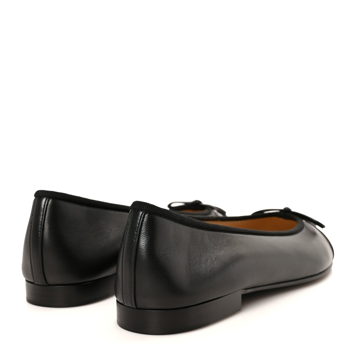 Lambskin Patent Cap Toe Ballerina Flats 39.5 Black