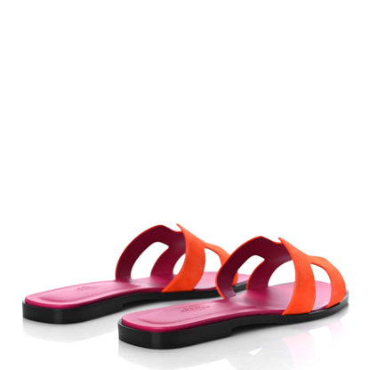 Hermes Suede Goatskin Oran Sandals 39 Orange Synthetique 3 of 13