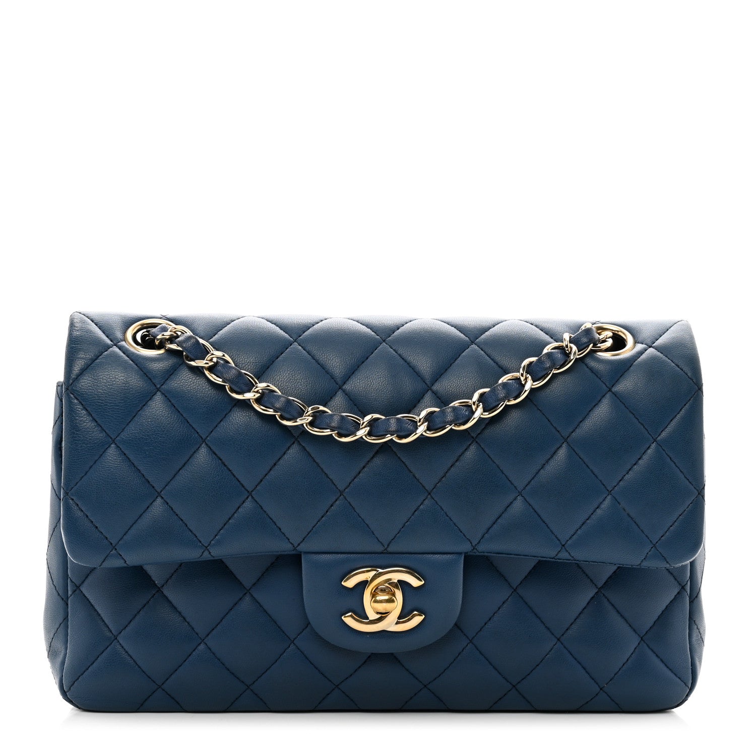 Chanel Lambskin Quilted Small Double Flap Dark Blue 1 of 12