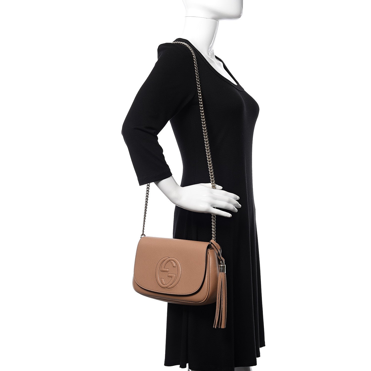 Gucci Pebbled Calfskin Medium Soho Flap Crossbody Camelia 2 of 10