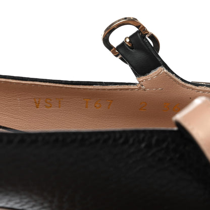 Valentino Garavani Pebbled Calfskin Rockstud Ankle Strap Ballerina Flats 36 Black 8 of 8