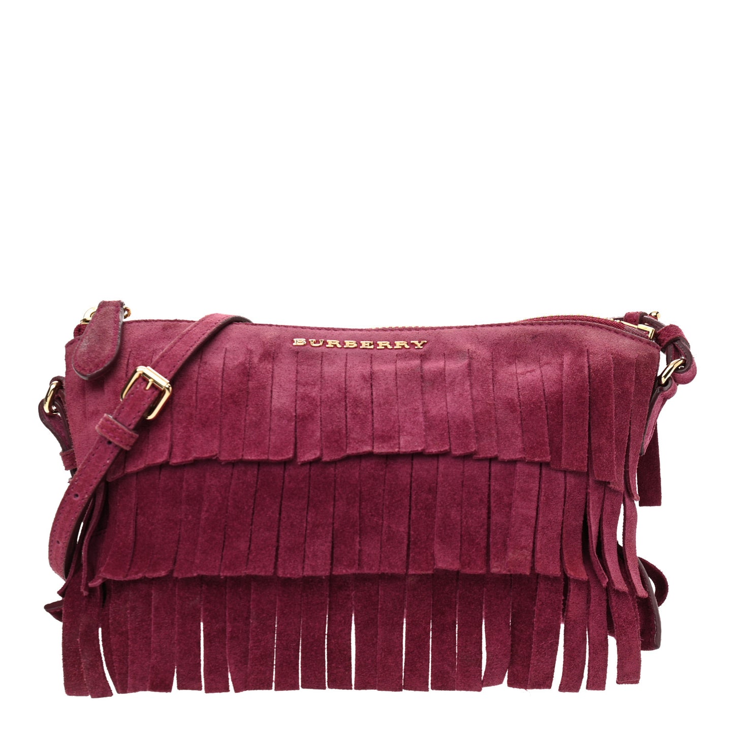 Suede Fringe Peyton Crossbody Clutch Bag Dark Plum