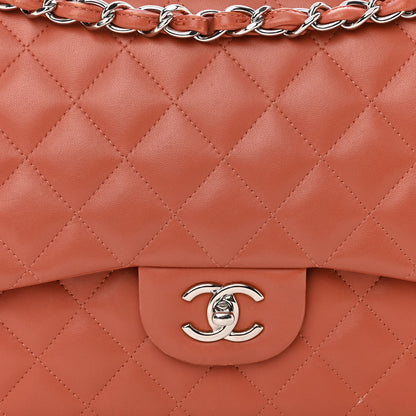 Chanel Lambskin Quilted Jumbo Double Flap Orange 8 of 14