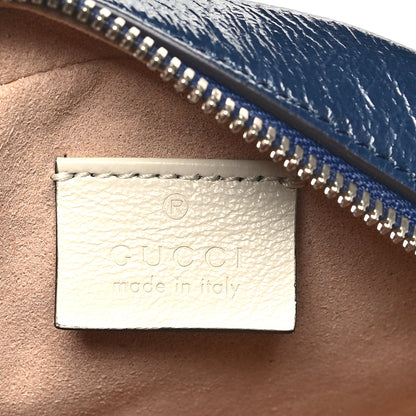 Gucci Azalea Calfskin Matelasse Diagonal Mini Torchon GG Marmont Round Shoulder Bag Blue Agata Mystic White 6 of 9
