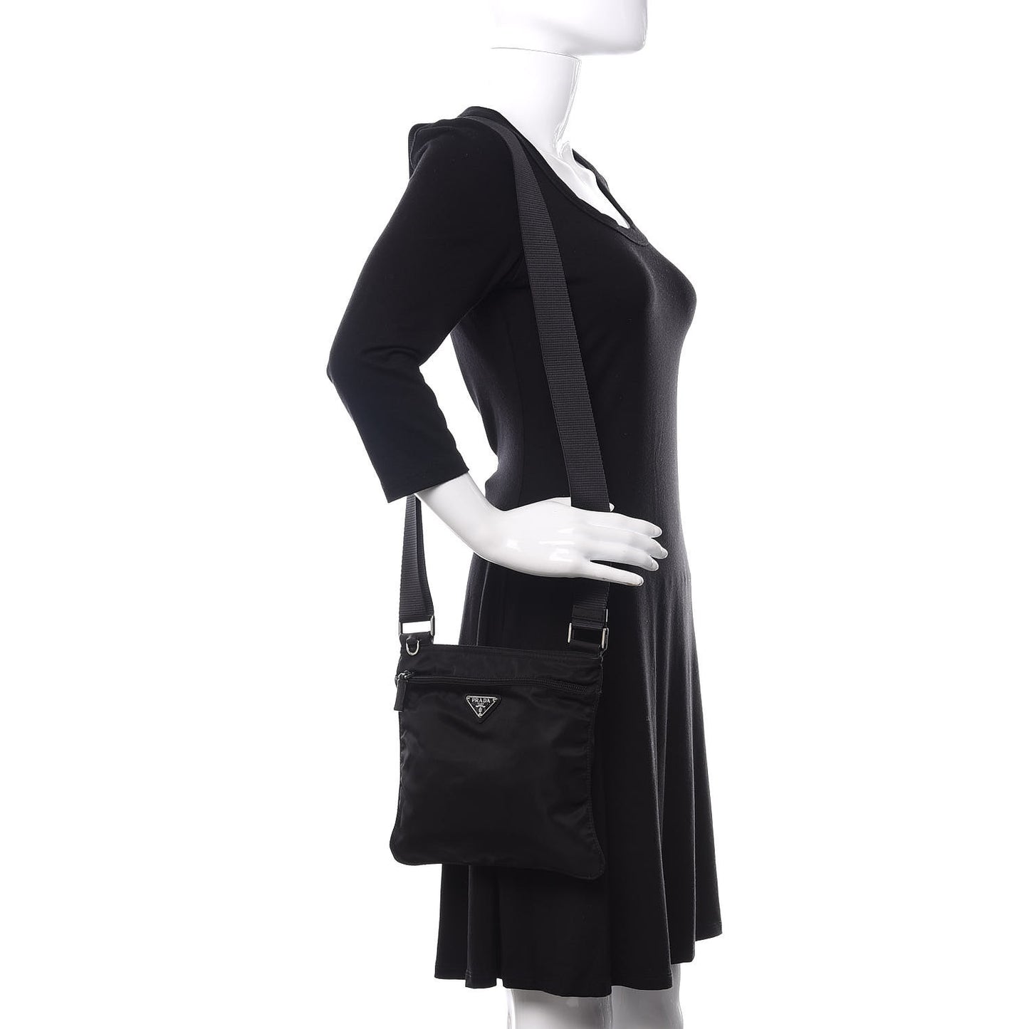 Nylon Vela Small Flat Messenger Bag Black