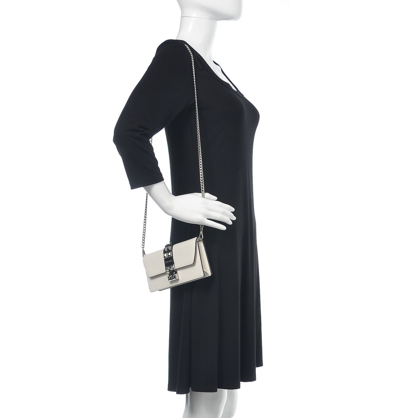 City Calfskin Studded Mini Elektra Crossbody Bag White