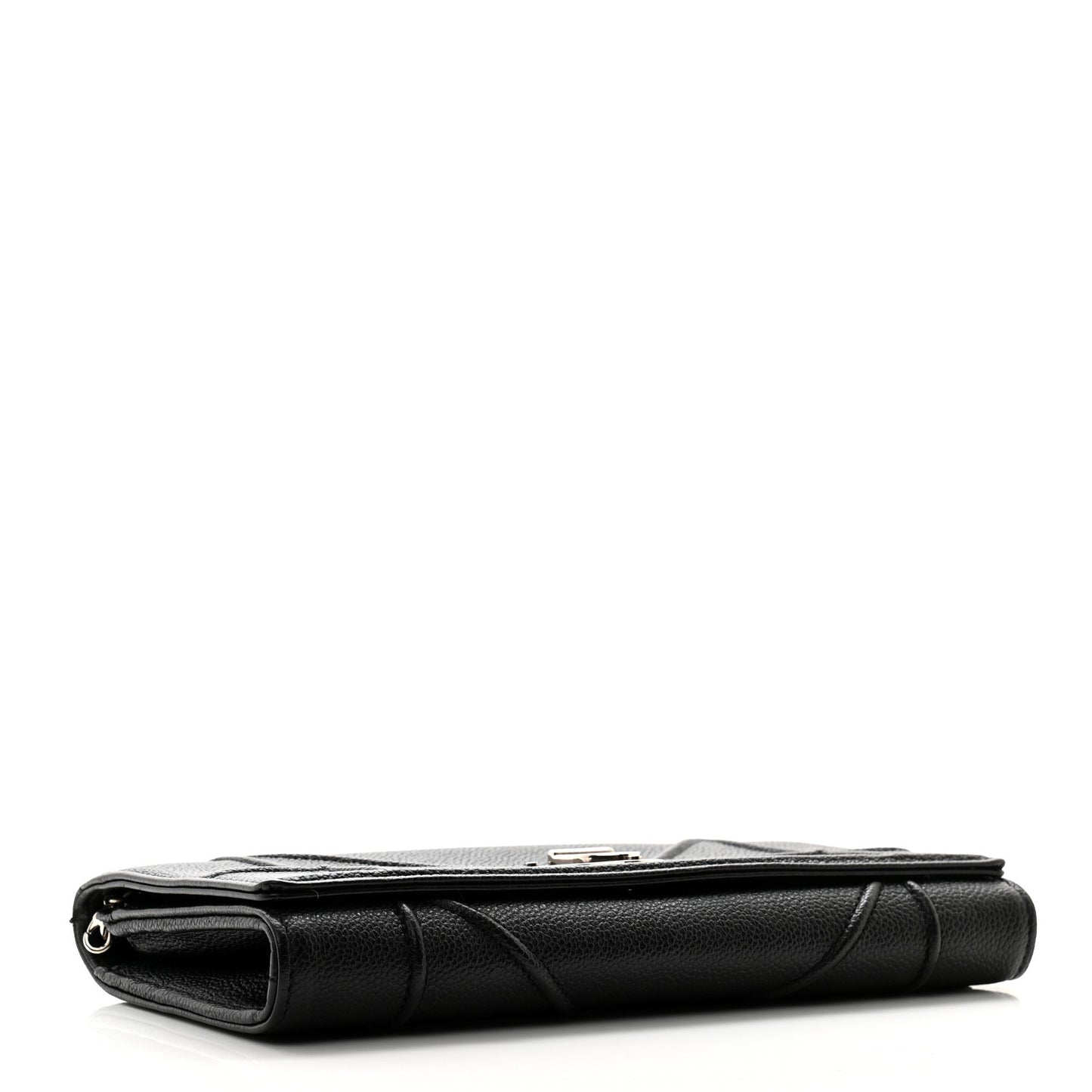 Grained Calfskin Diorama Croisiere Chain Wallet Black