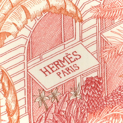 Hermes Cashmere Silk Faubourg Tropical Shawl 140 White Rouge Corail 2 of 4
