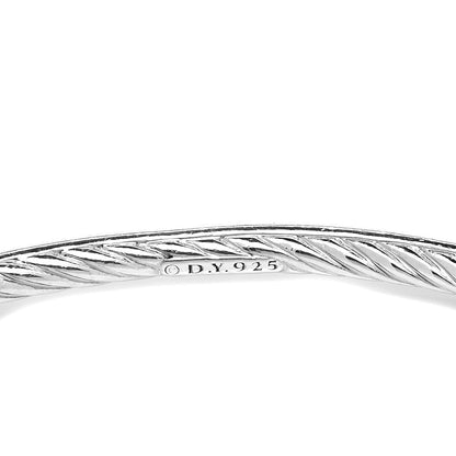 David Yurman Sterling Silver Diamond 3mm Cable Bangle Bracelet 5 of 5