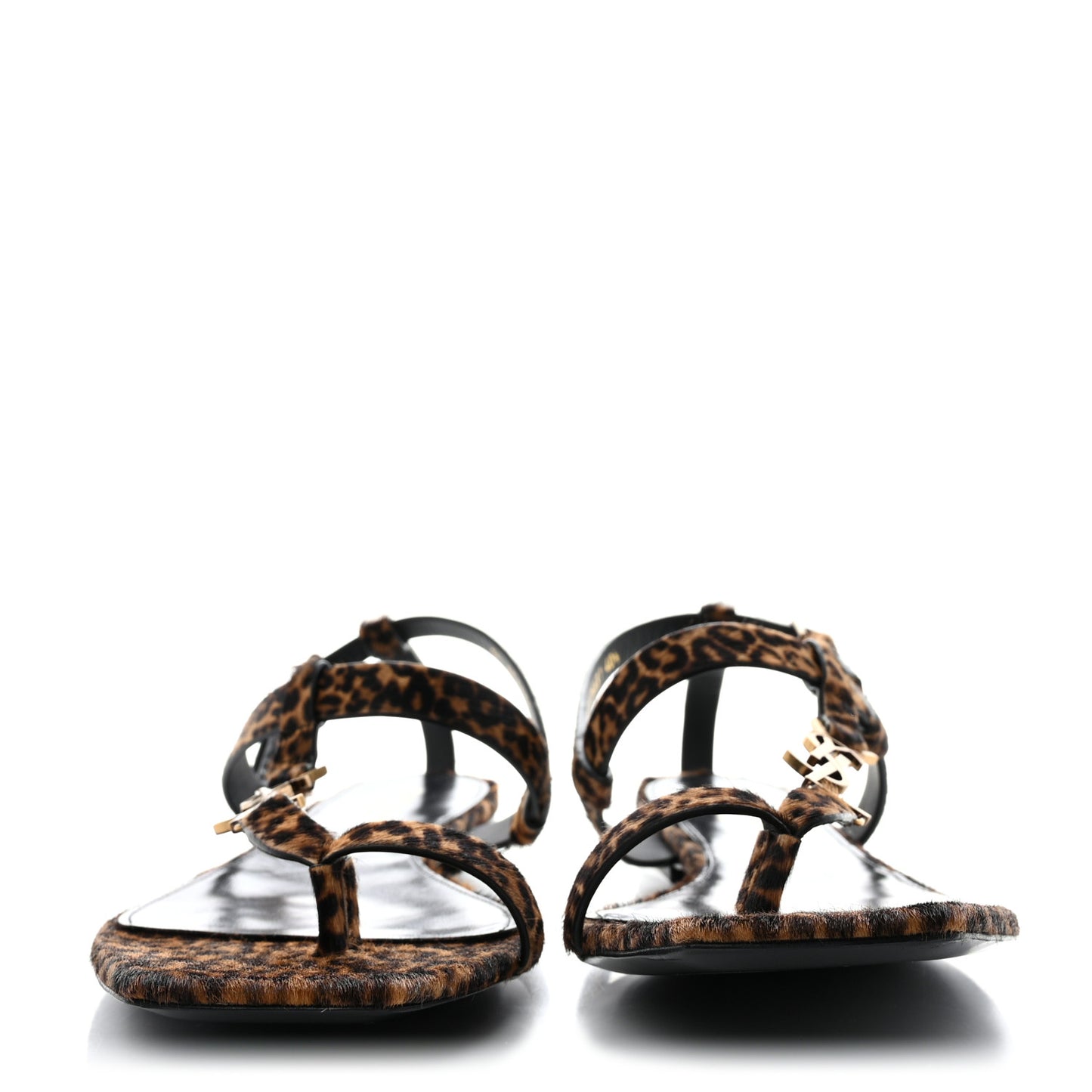 Pony Hair Leopard Cassandra Monogram Sandals 40.5 Naturale