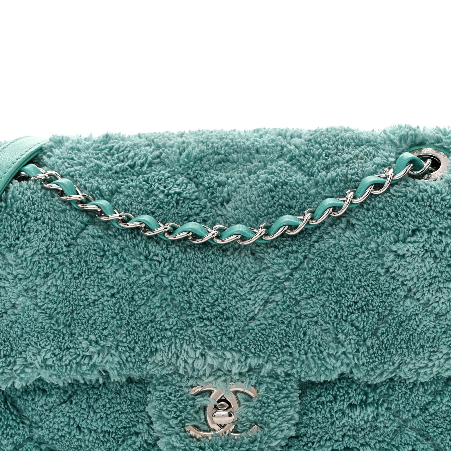 Terry Cotton Quilted Coco Beach Small Single Flap Green