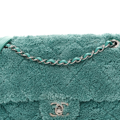 Chanel Terry Cotton Quilted Coco Beach Small Single Flap Green 8 of 10