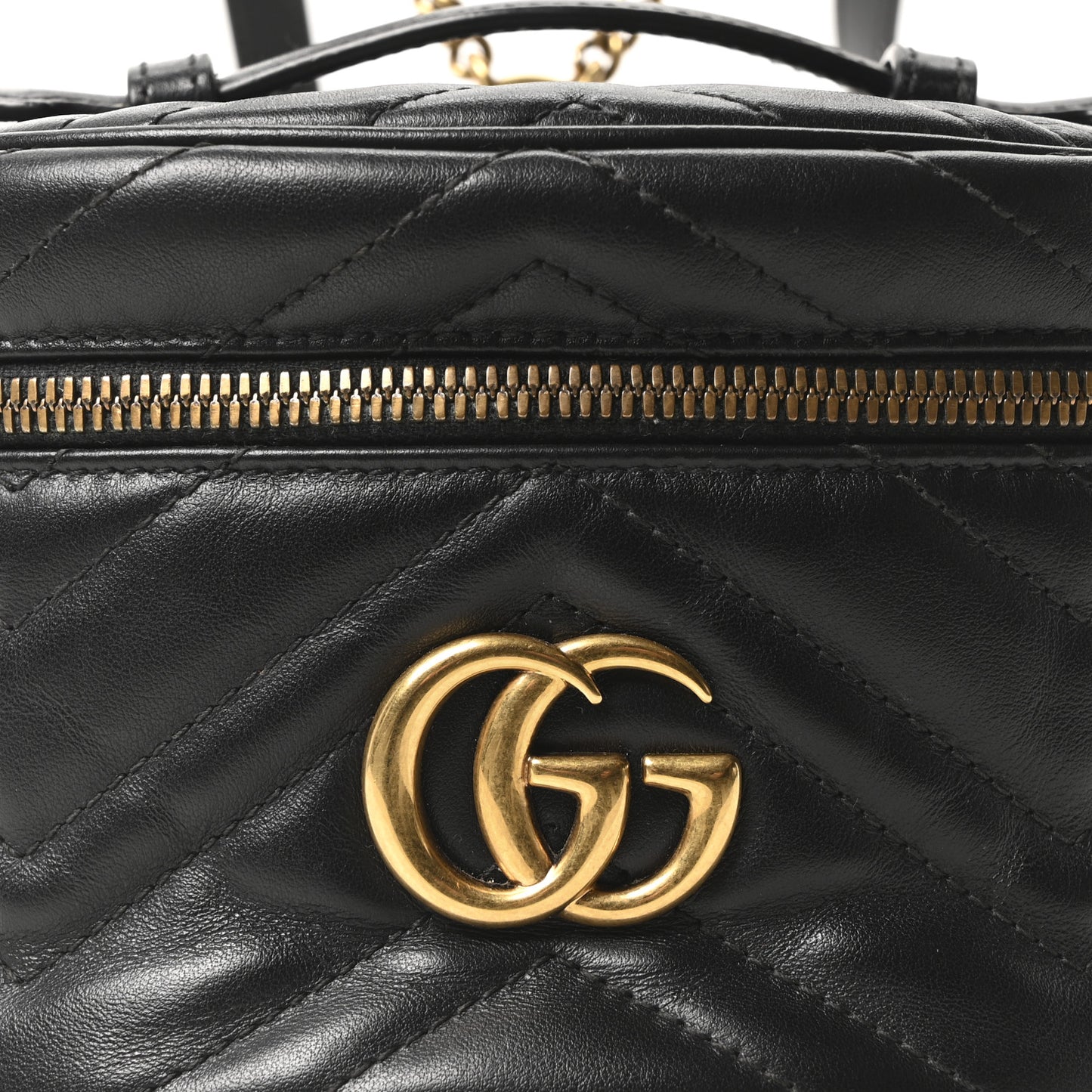 Calfskin Matelasse Mini GG Marmont Round Backpack Black