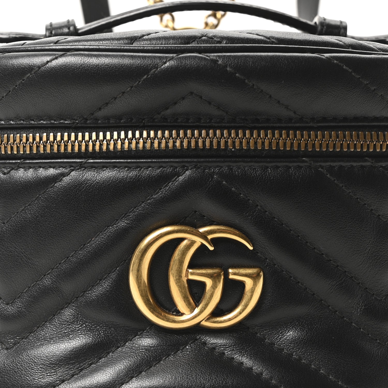 Gucci Calfskin Matelasse Mini GG Marmont Round Backpack Black 8 of 10