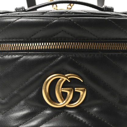 Gucci Calfskin Matelasse Mini GG Marmont Round Backpack Black 8 of 10