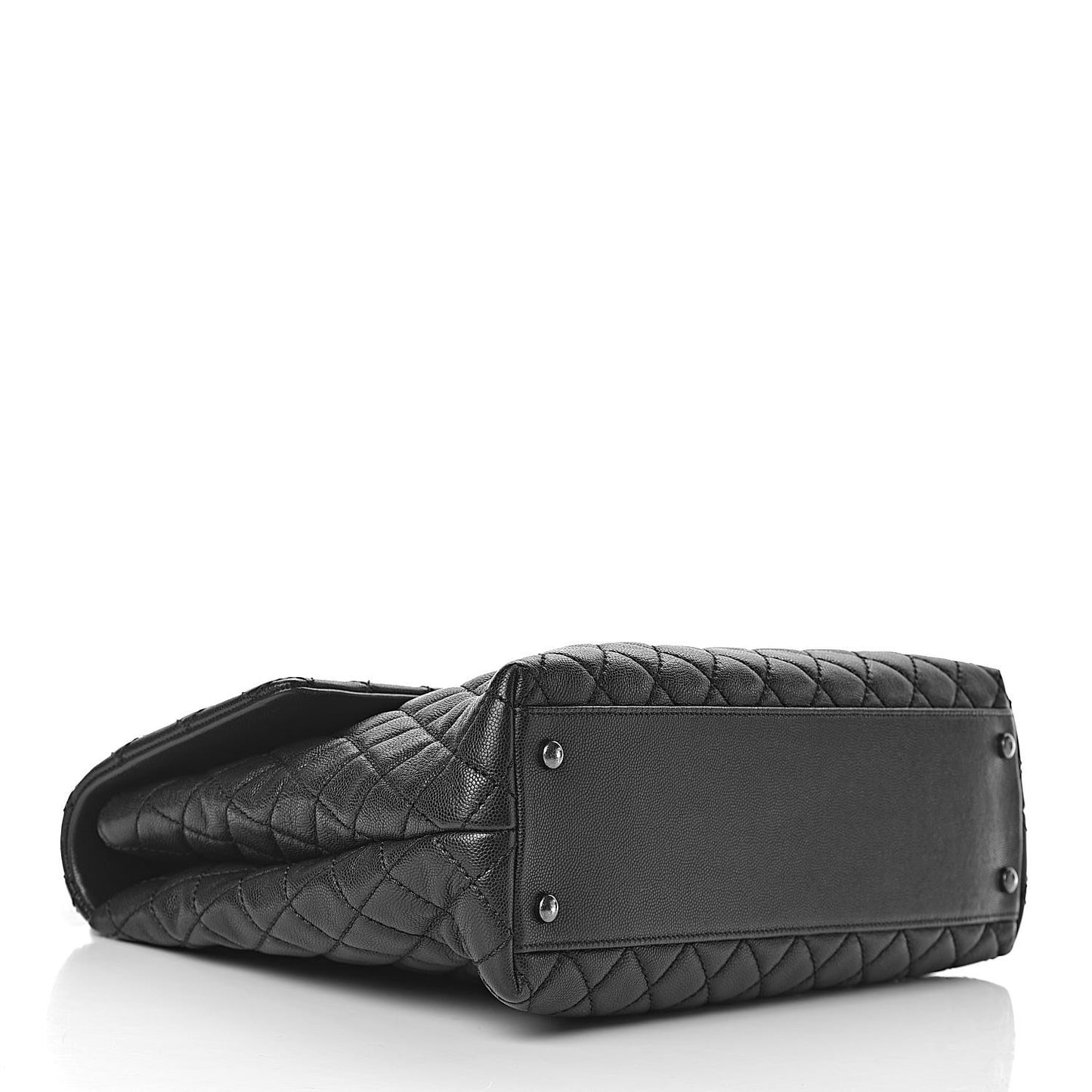 Caviar Quilted Large Coco Handle Flap Black