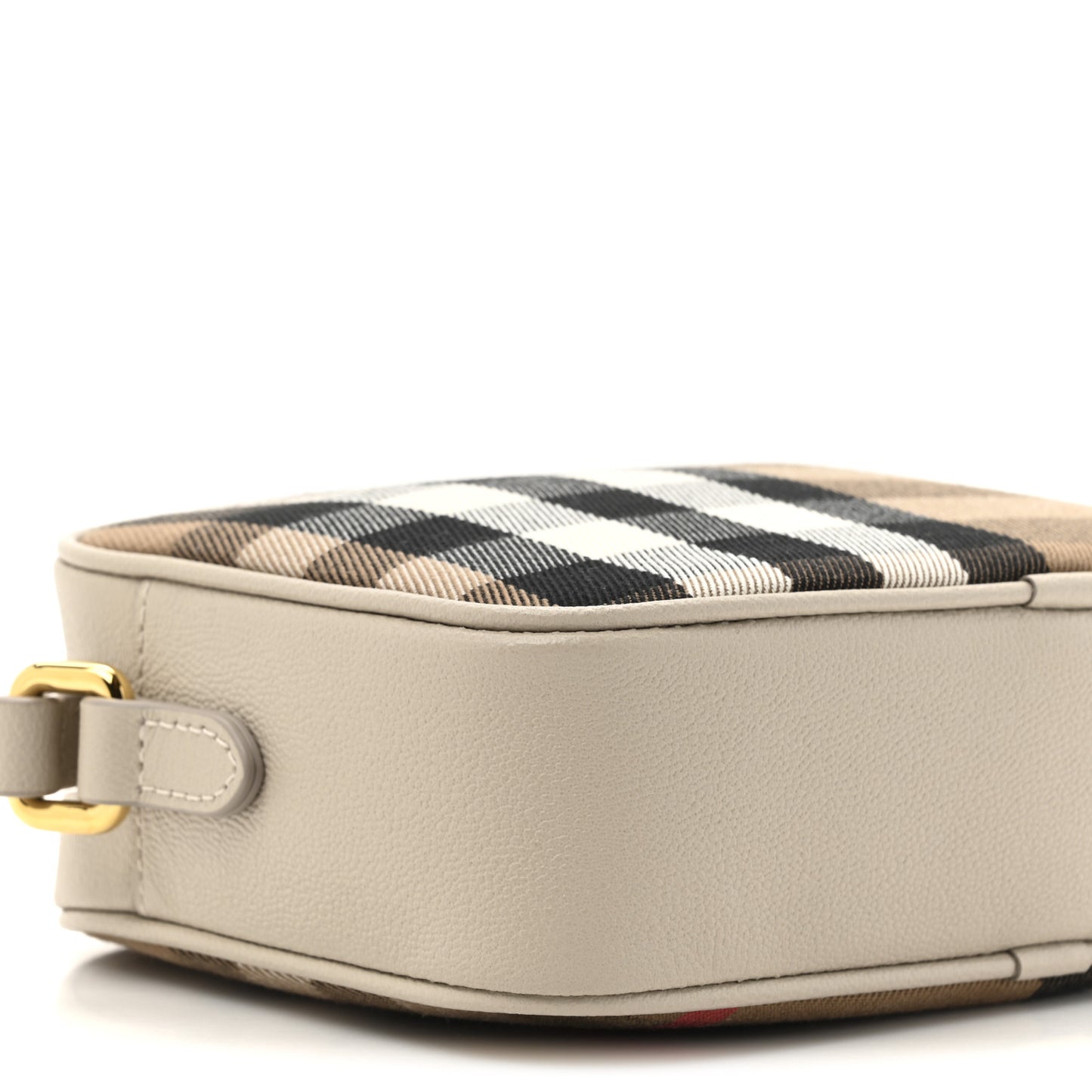 Calfskin House Check Small Camera Bag Limestone