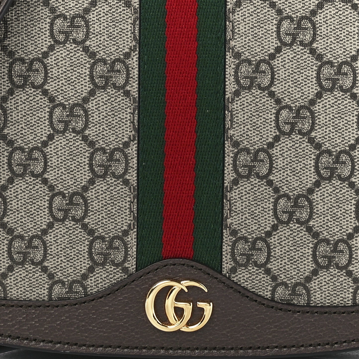 GG Supreme Monogram Web Small Ophidia Flap Messenger Bag Brown