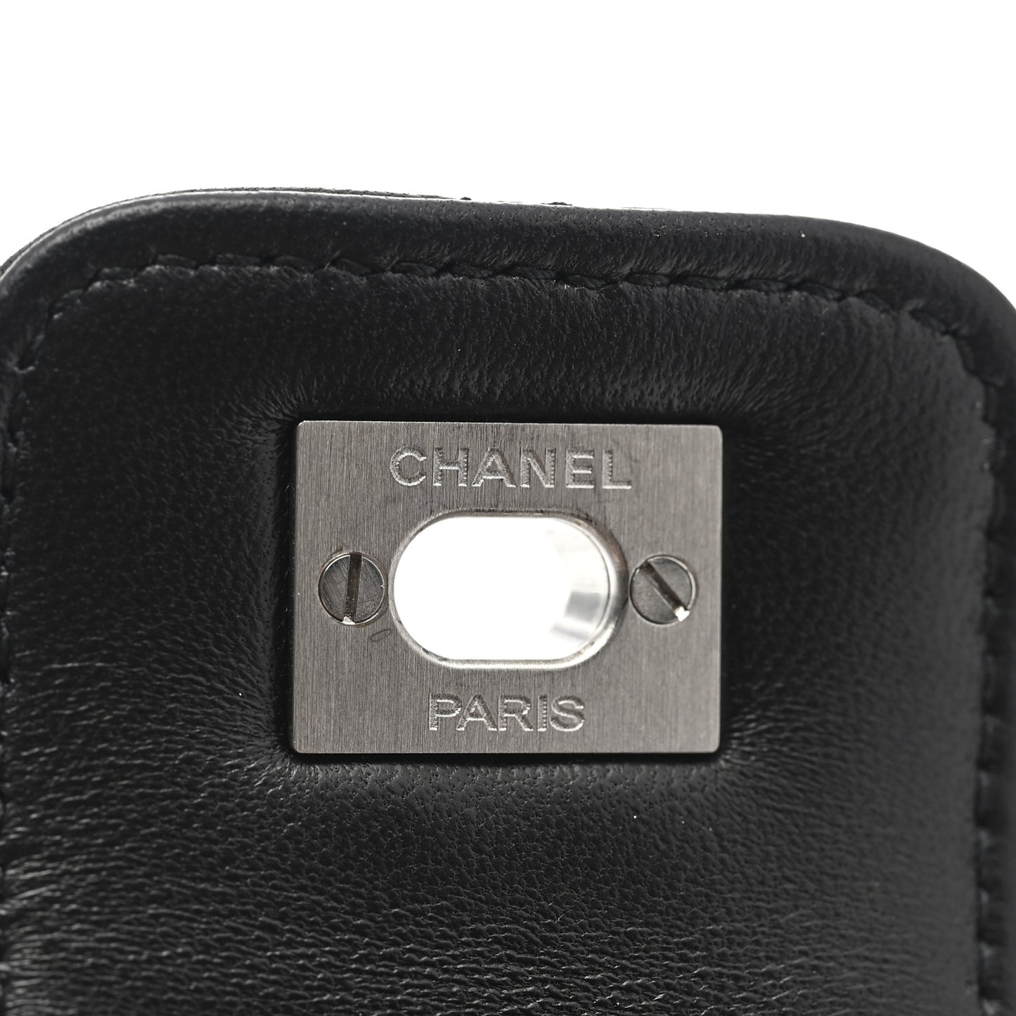 Lambskin Quilted CC Turnlock Cuff Bracelet S Black
