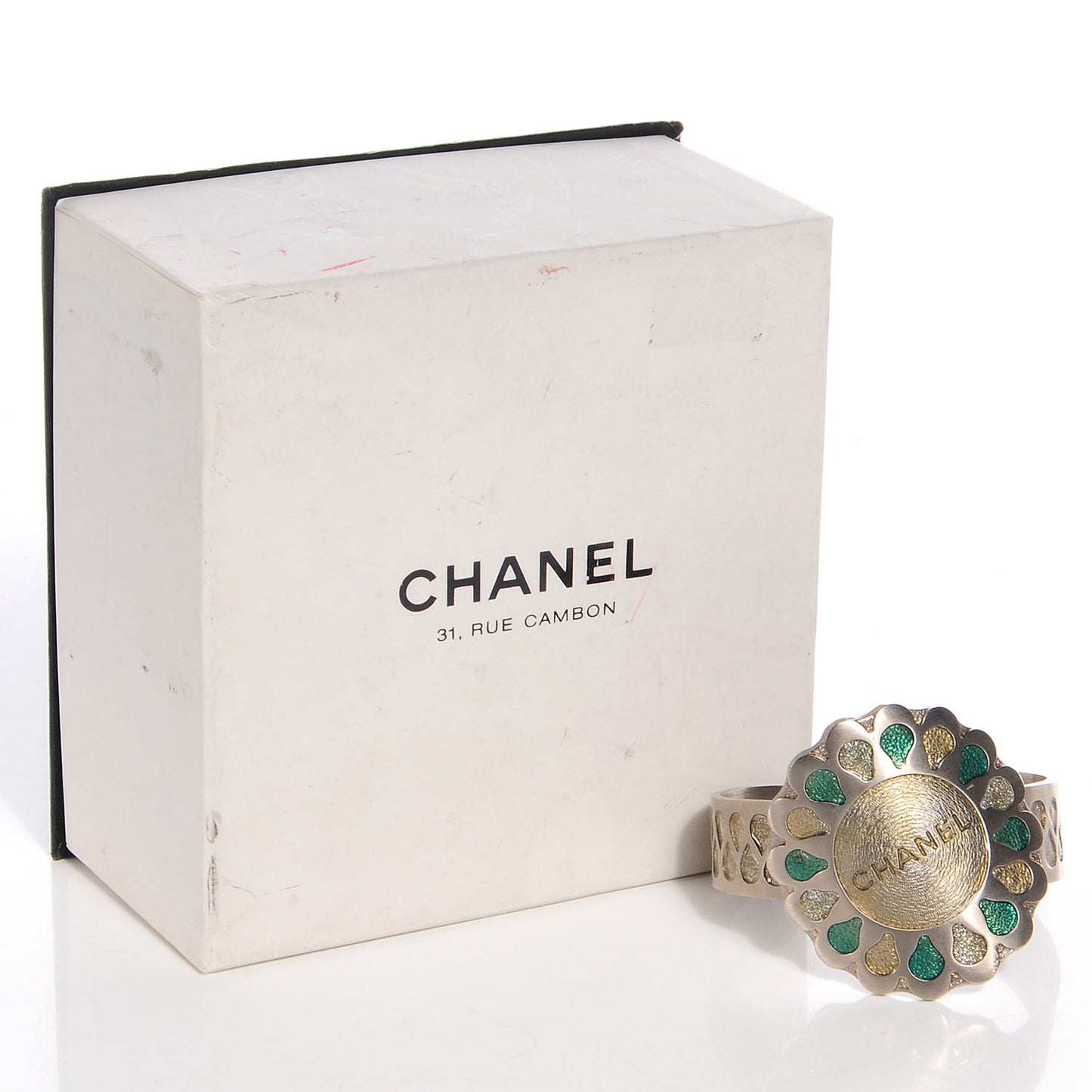 Brushed Metal Glitter Petal Cuff