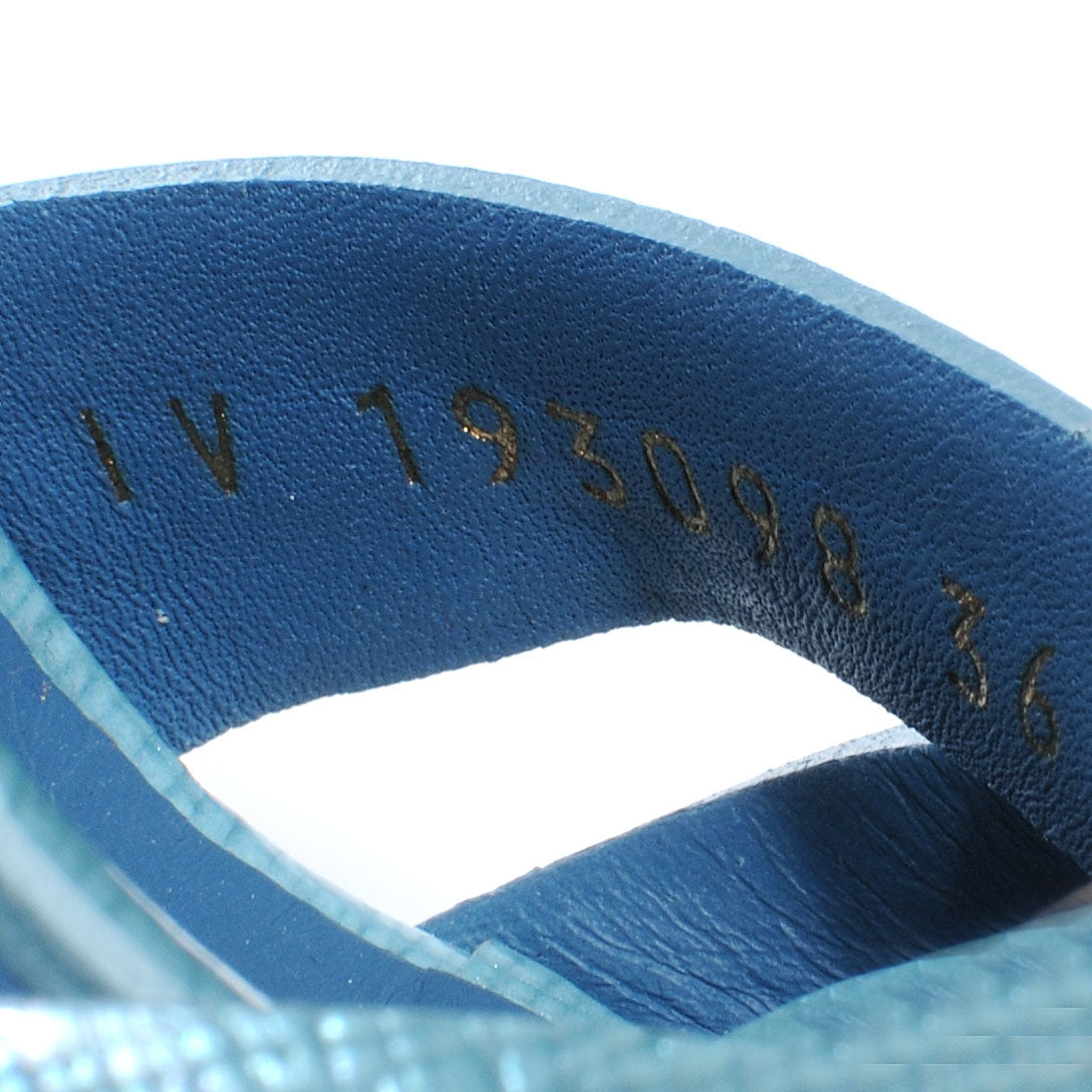 Saint Laurent Paille Patent Tribute 105 Platform Sandals Azur 36 7 of 7