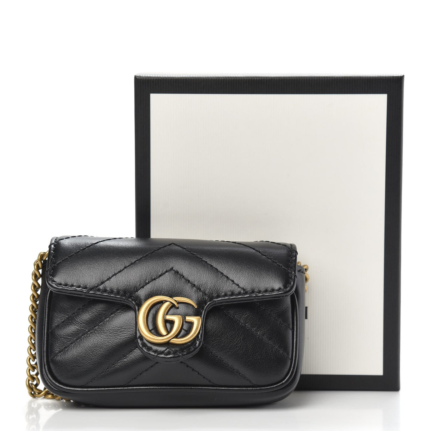 Calfskin Matelasse GG Marmont 2.0 Coin Purse On A Chain Black