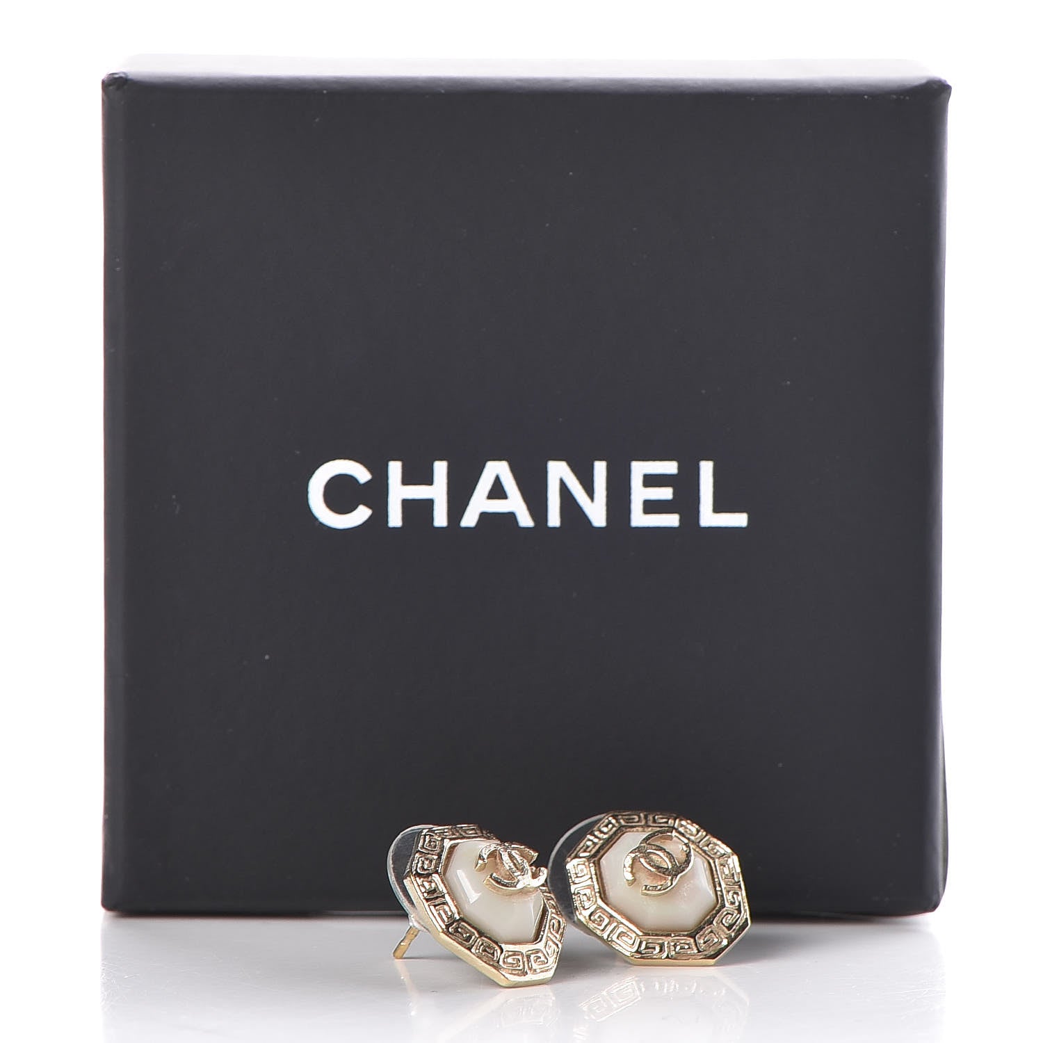 Chanel Enamel CC Earrings White Gold 5 of 5