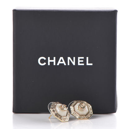 Chanel Enamel CC Earrings White Gold 5 of 5
