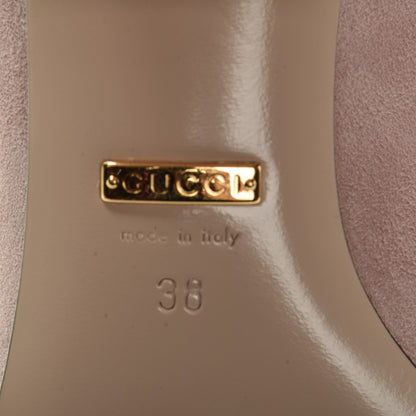 Gucci Kid Scamosciato GG Marmont Fringe 50mm Loafer Pumps 38 Crystal Pink 6 of 8