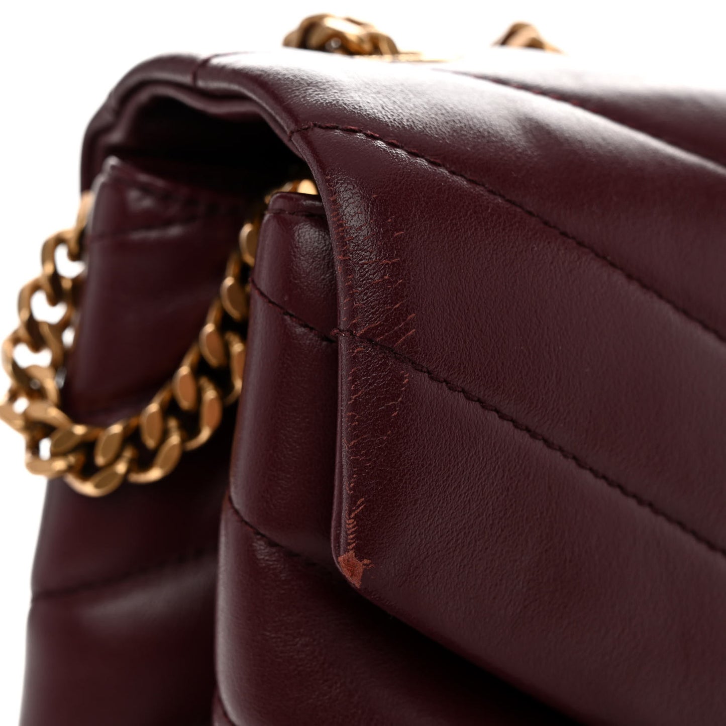 Calfskin Y Quilted Monogram Medium Loulou Chain Satchel Rouge Legion