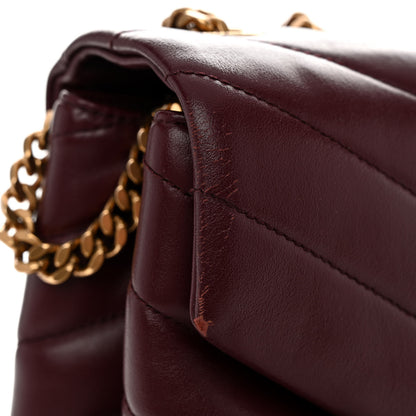 Saint Laurent Calfskin Y Quilted Monogram Medium Loulou Chain Satchel Rouge Legion 5 of 11