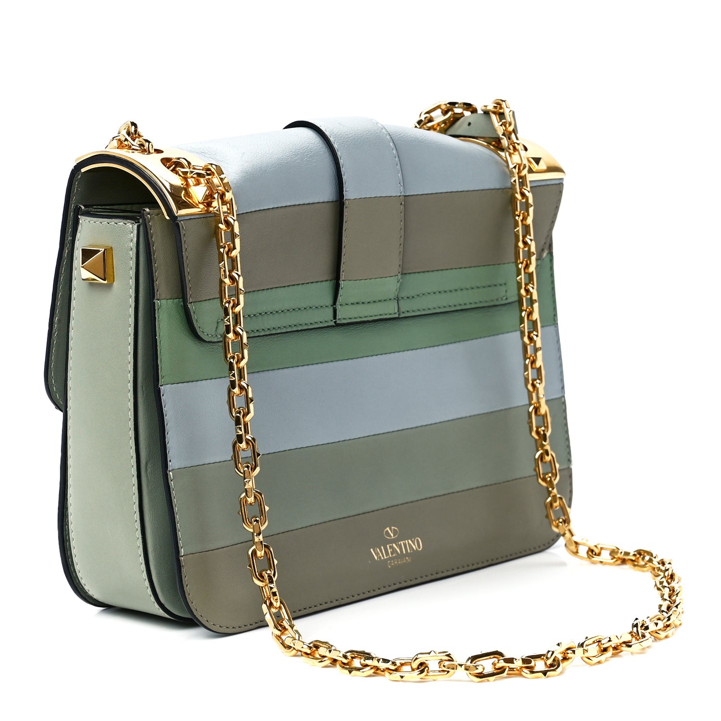 Nappa Striped B-Rockstud Flap Green