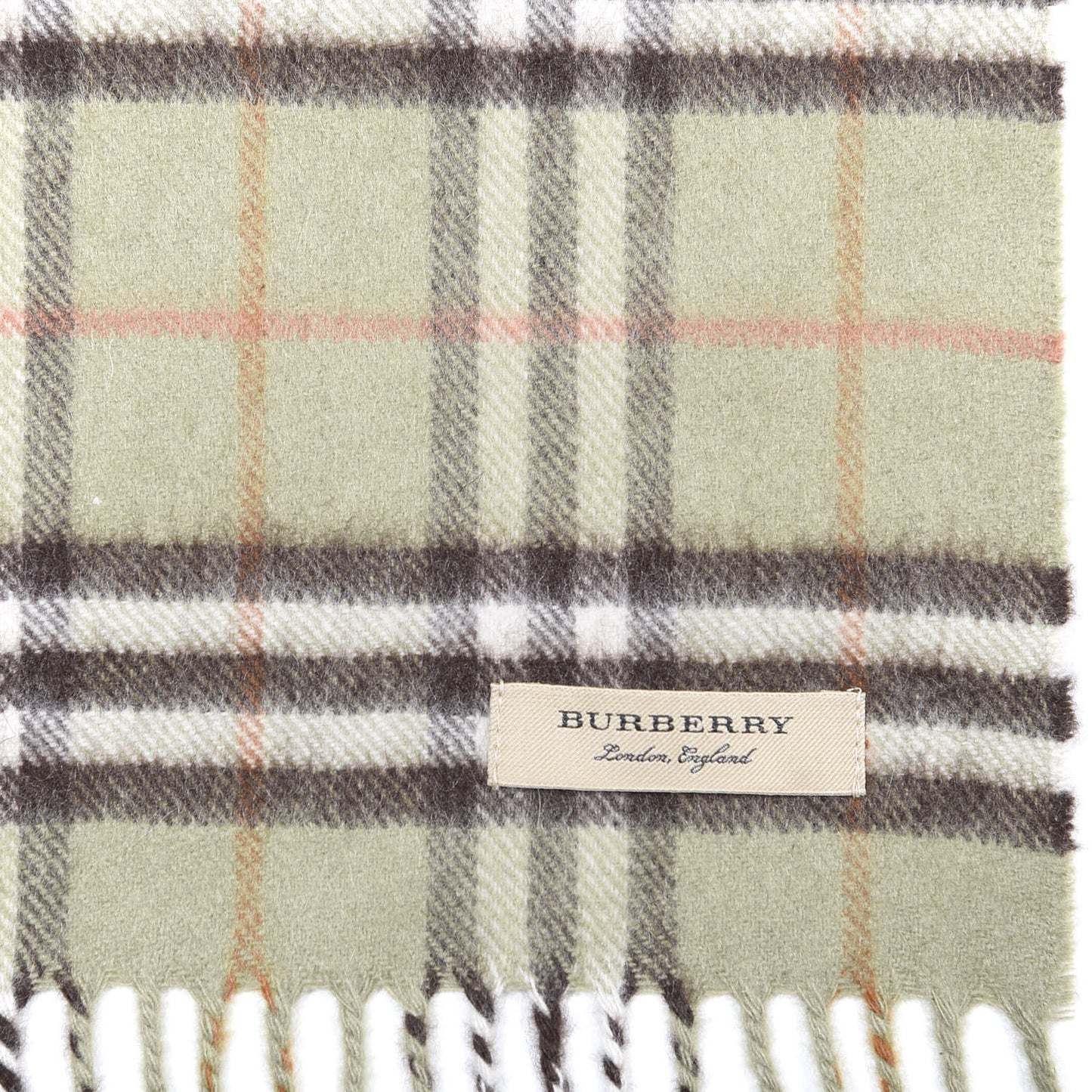Cashmere Vintage Check Scarf Pale Powder Green