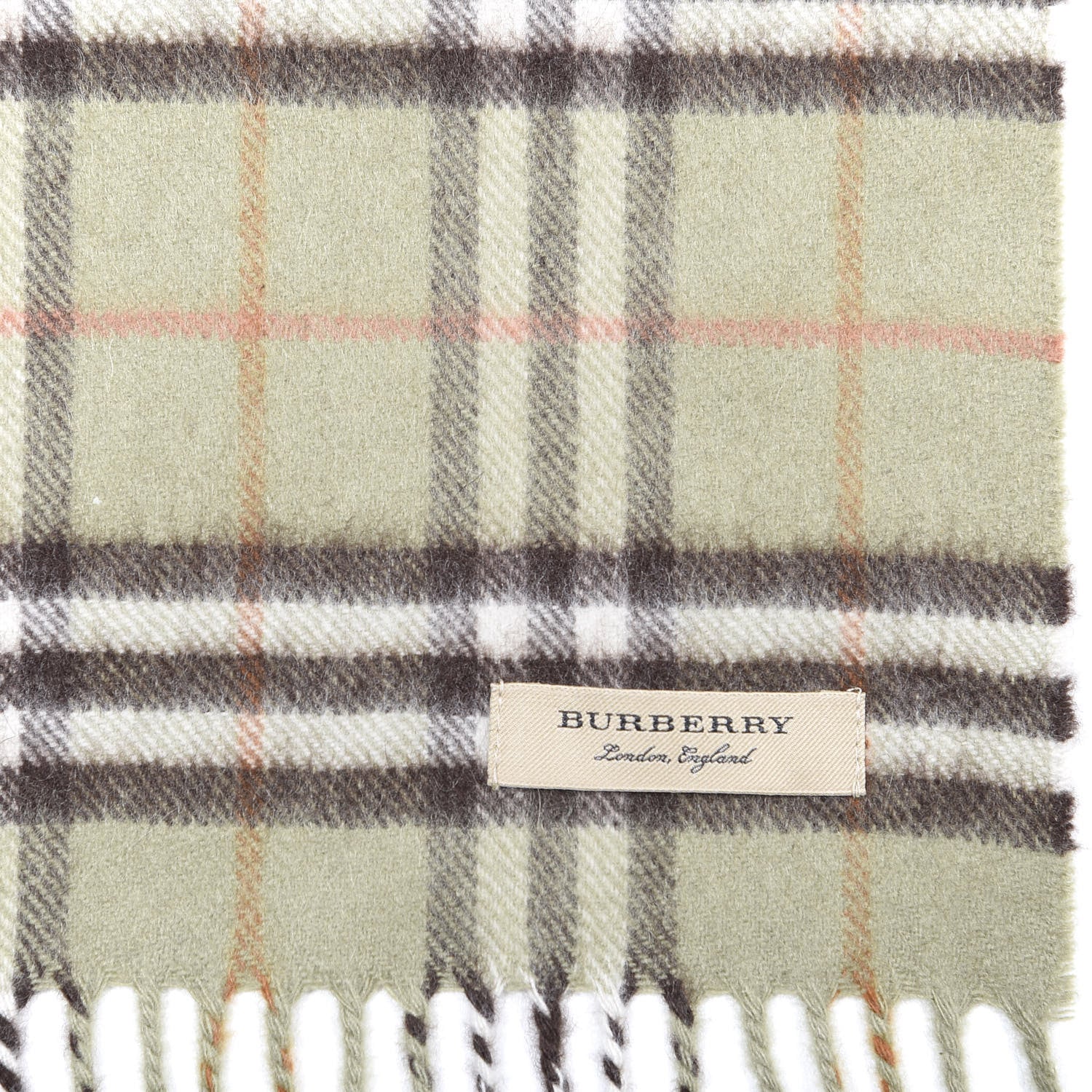 Burberry Cashmere Vintage Check Scarf Pale Powder Green 3 of 4