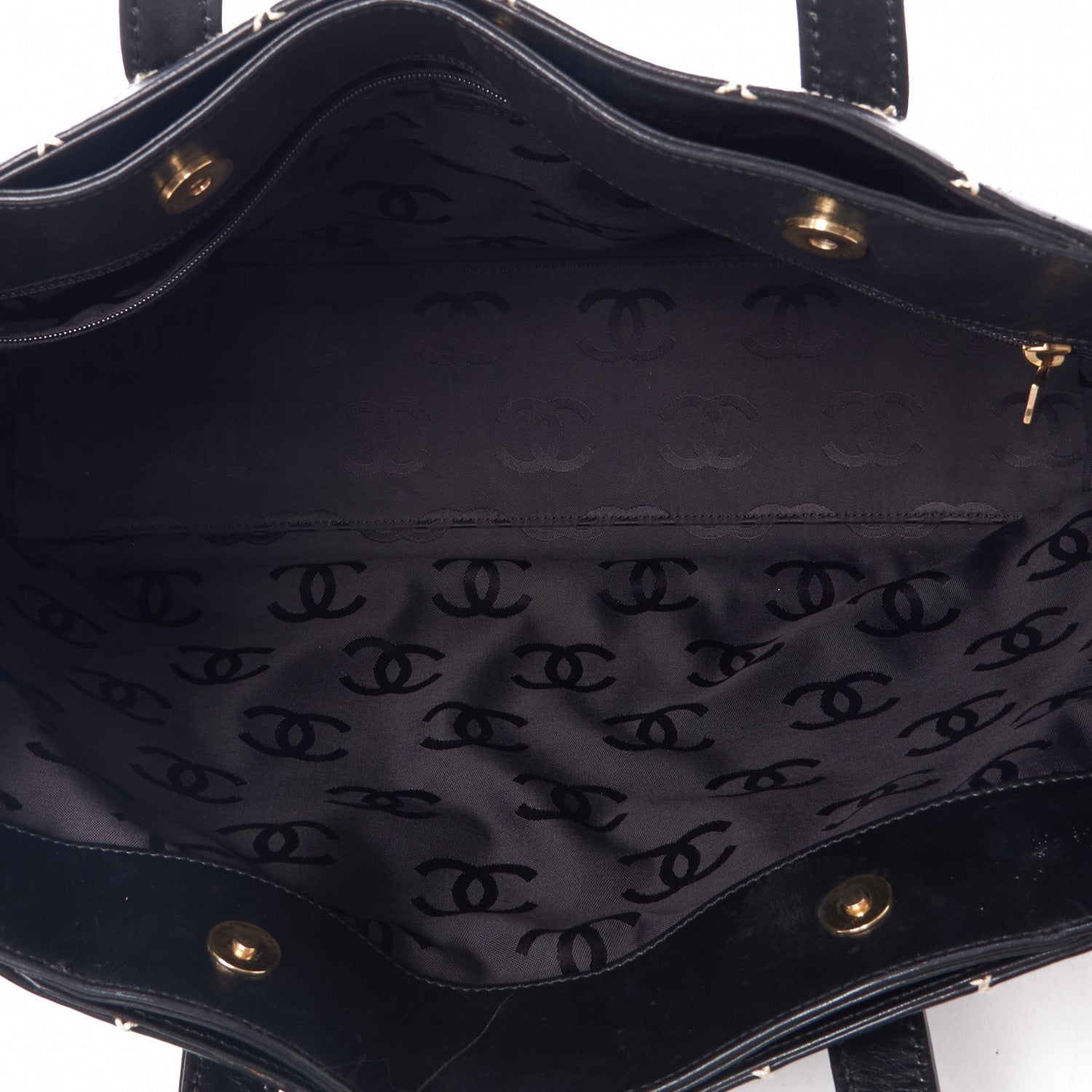 Chanel Calfskin Wild Stitch Large Tote Black 6 of 11