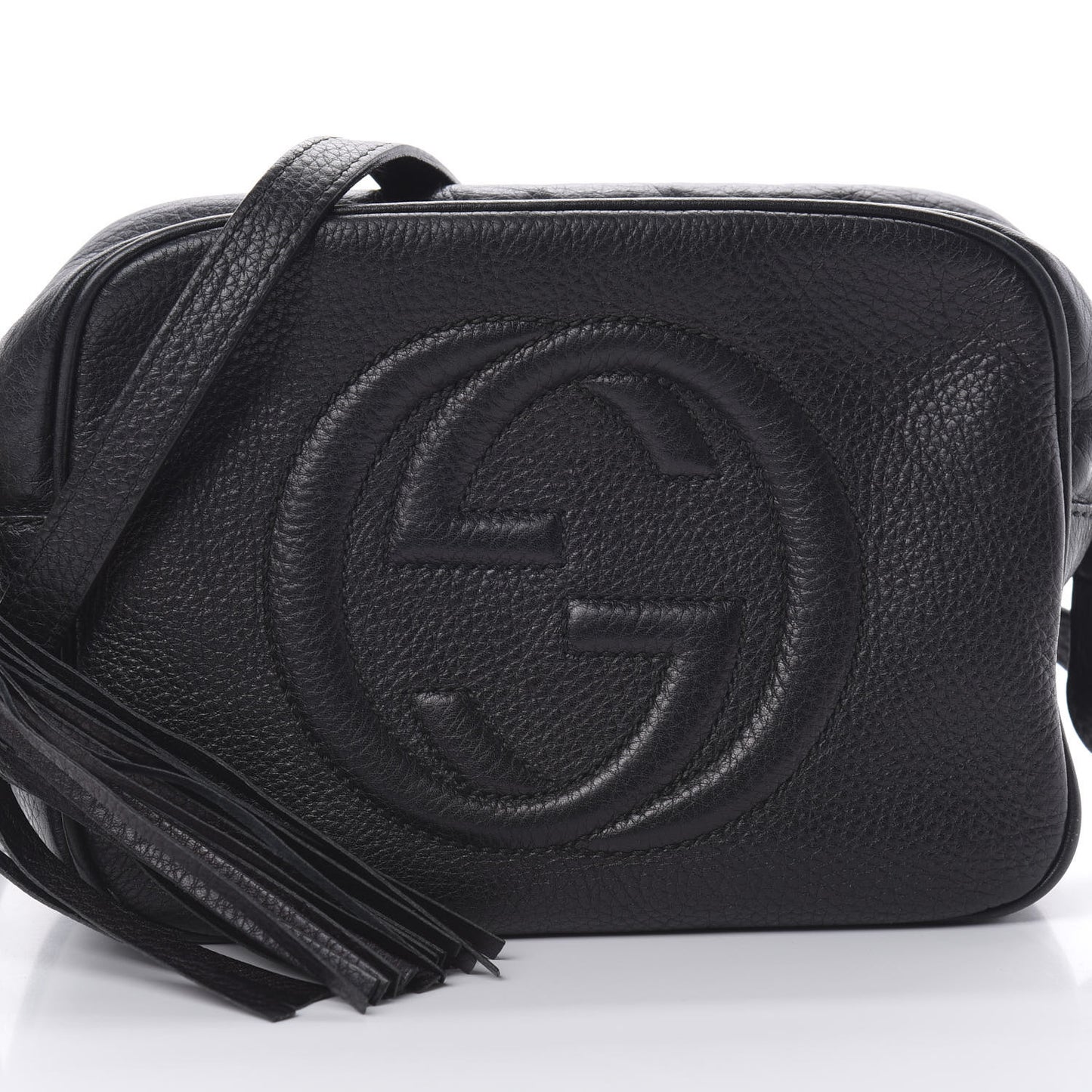 Pebbled Calfskin Small Soho Disco Bag Black