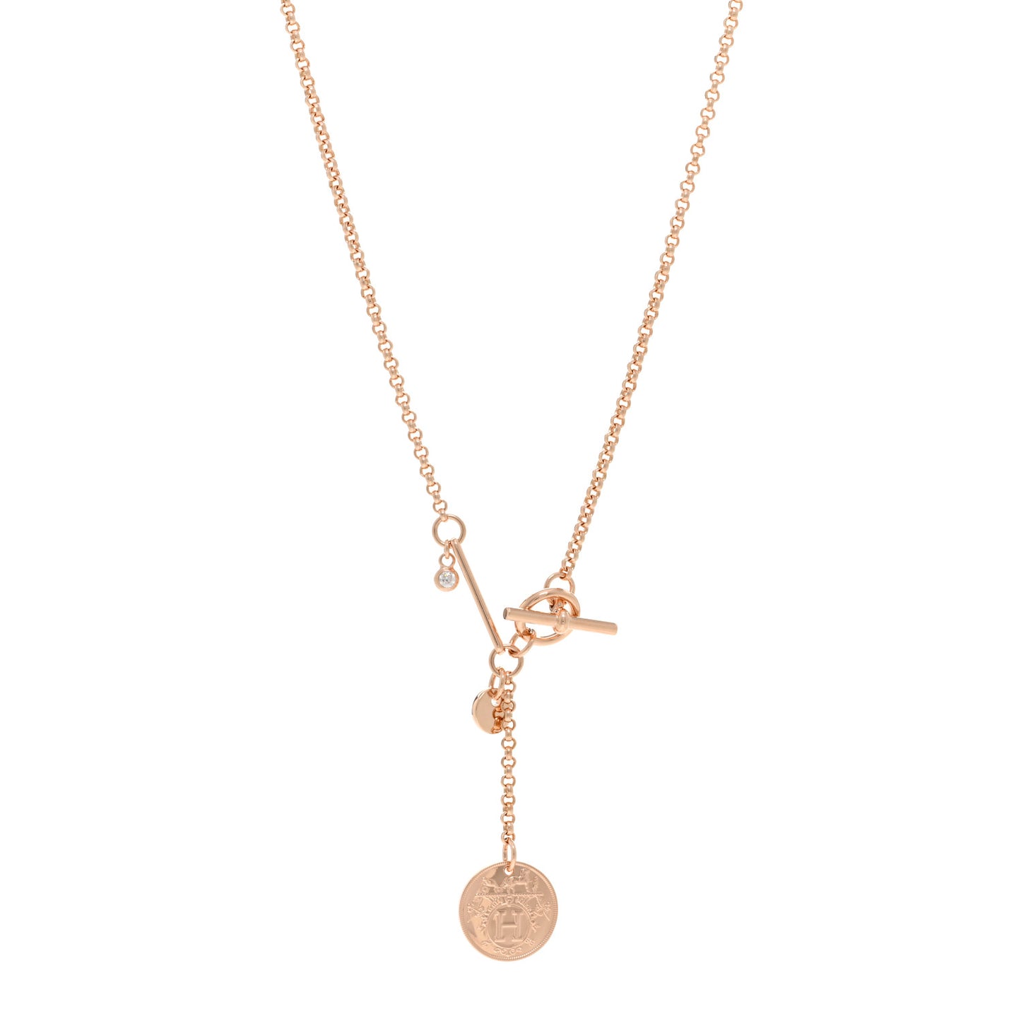 18K Rose Gold Diamond PM Ex-Libris Pendant Necklace