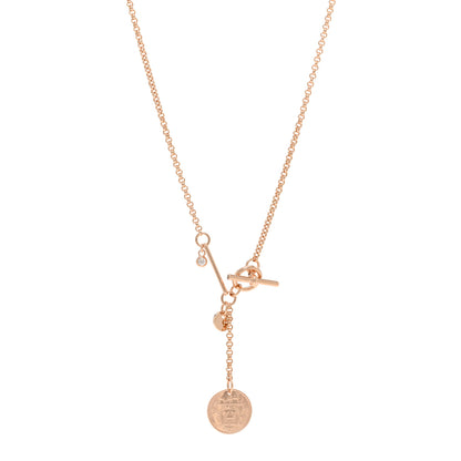 Hermes 18K Rose Gold Diamond PM Ex-Libris Pendant Necklace 1 of 5