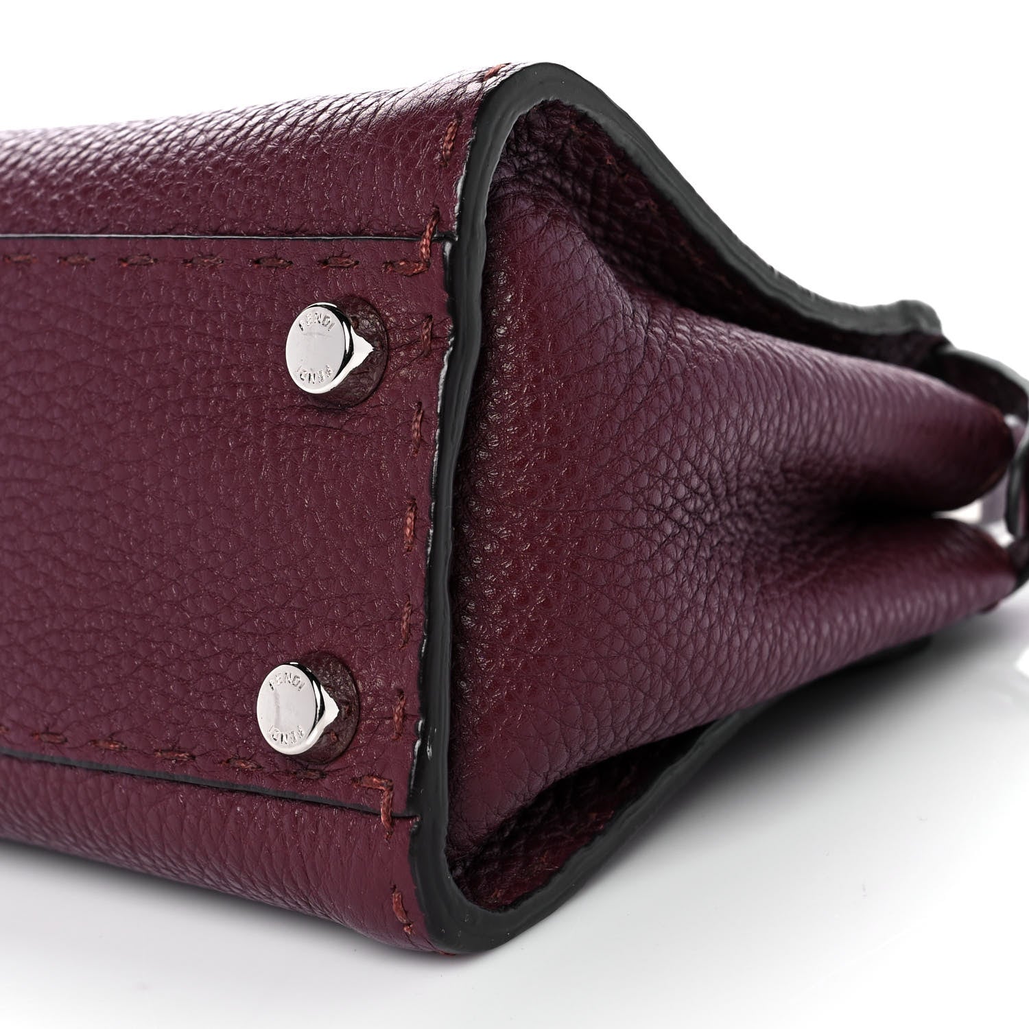 Fendi Cuoio Romano Selleria Bi-Color Mini Peekaboo Iconic Satchel Bordeaux Grigio Polvere 5 of 7