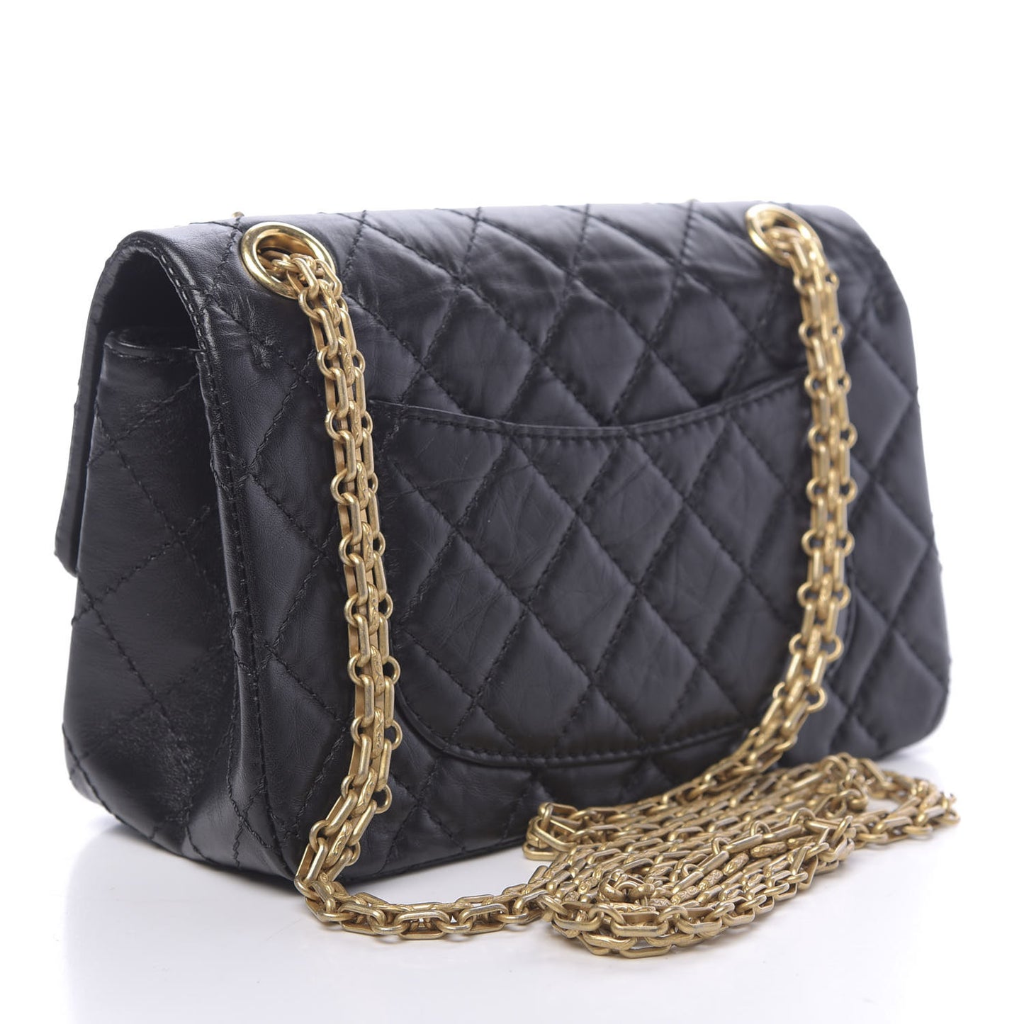 Aged Calfskin Quilted 2.55 Reissue Mini Flap Black
