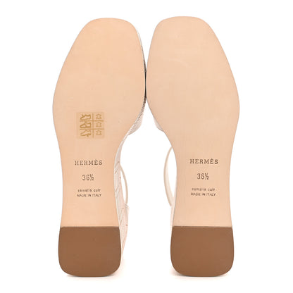 Hermes Calfskin Illusion 35 Wedge Sandals 36.5 Blanc De Paris 6 of 10