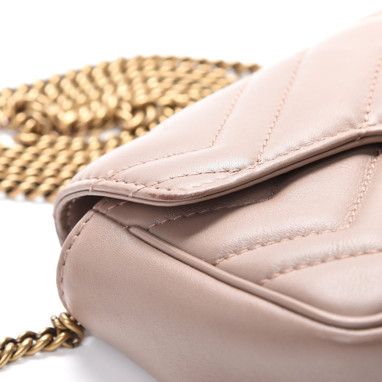 Gucci Calfskin Matelasse Super Mini GG Marmont Shoulder Bag Porcelain Rose 14 of 15
