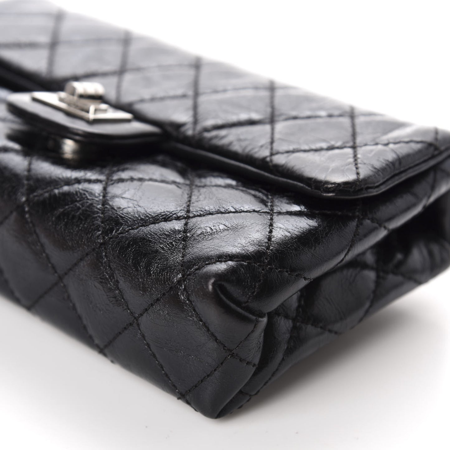 Glazed Calfskin Quilted 2.55 Reissue Flap Belt Bag Clutch 85 34 Black