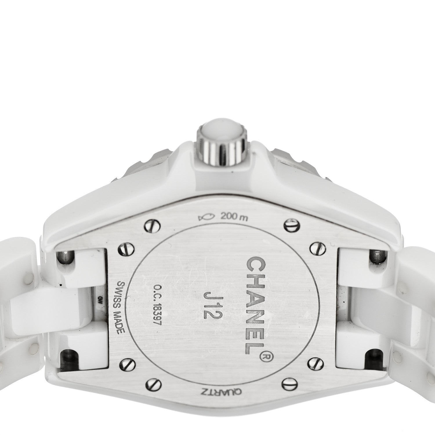 Chanel Stainless Steel Ceramic Diamond 33mm J12 Quartz Watch White 4 of 5