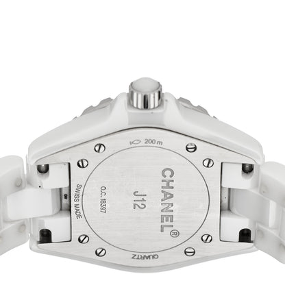 Chanel Stainless Steel Ceramic Diamond 33mm J12 Quartz Watch White 4 of 5