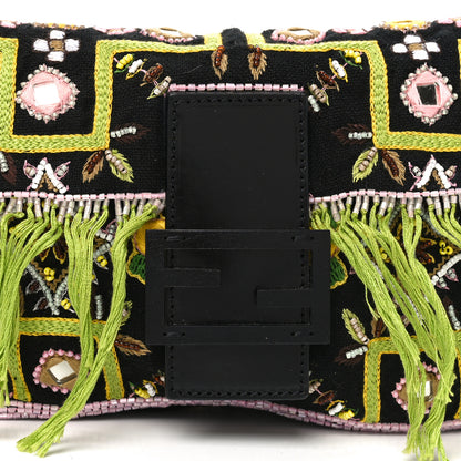 Fendi Satin Beaded Baguette Black Multicolor 7 of 9