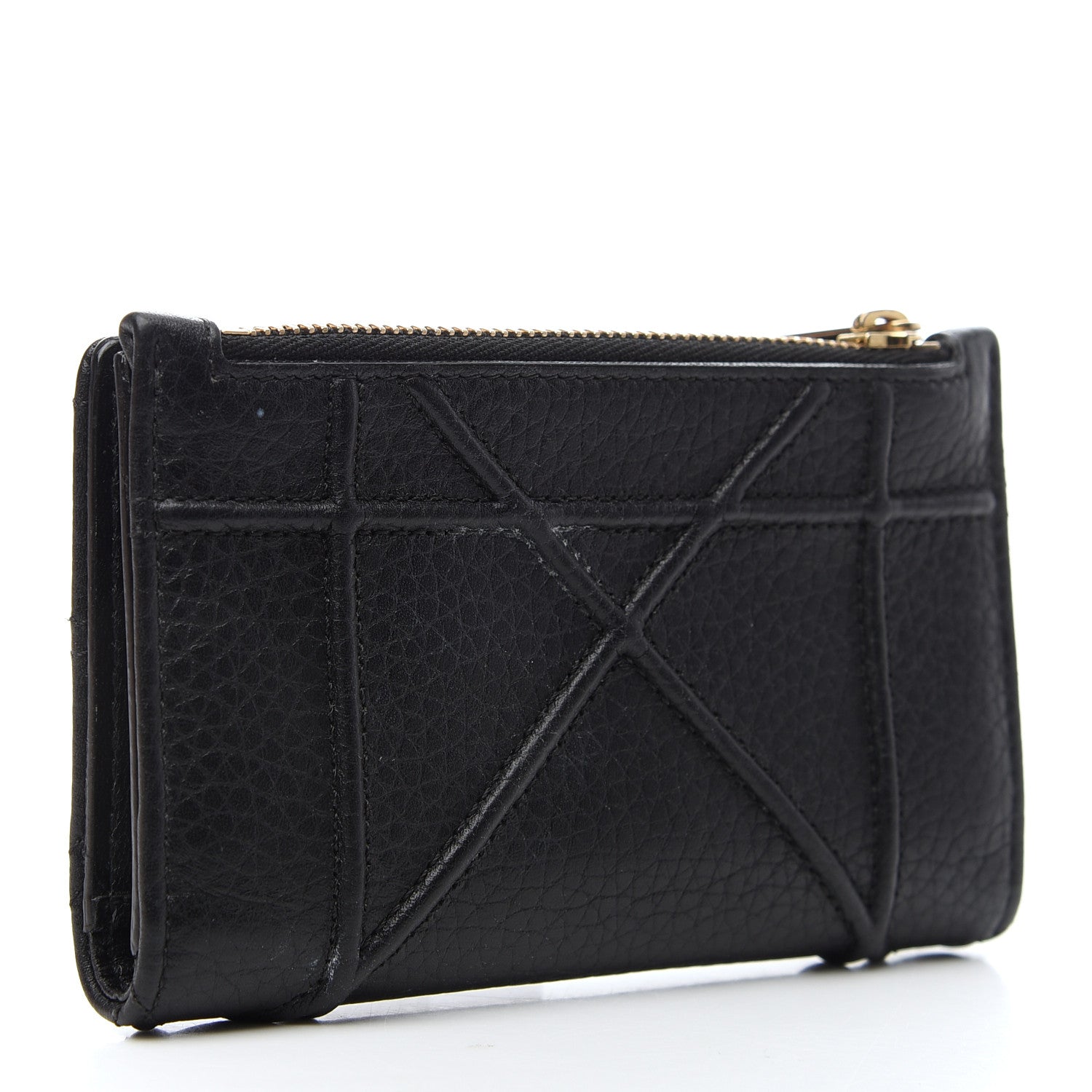Christian Dior Grained Calfskin Cannage Diorama Wallet Black 3 of 8