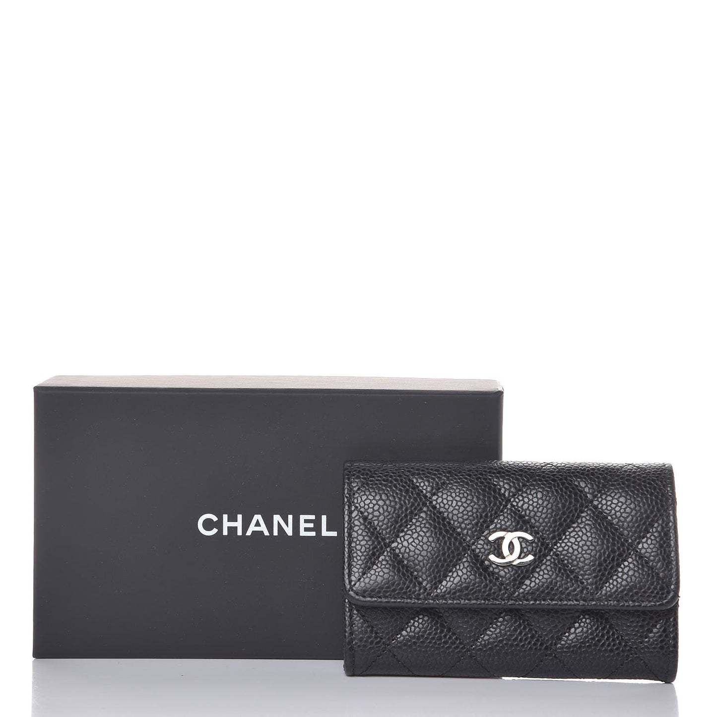 Caviar Quilted Flap Card Holder Black
